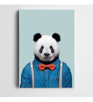 Kırmızı Papyonlu Panda Kanvas Tablo
