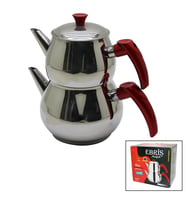 AİLE BÜYÜK BOY KÜRE ÇELİK ÇAYDANLIK SETİ ÜST: 1.2LT - ALT: 2LT (5680)
