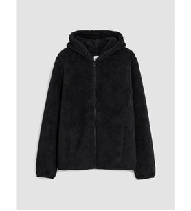 LCW Kids Siyah Kapüşonlu Kız Çocuk Pelüş Fermuarlı Sweatshirt
