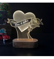 Sevgiliye Hediye 3D Led Gül Ve Kalp Tasarım Gece Lambası