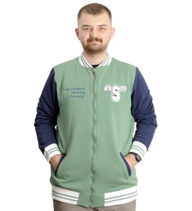Mode XL Büyük Beden Erkek Kolej Mont Baskılı Ceket 23631 Çağla