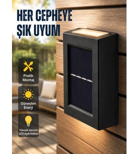 Güneş Enerjili Su Geçirmez Led Duvar Lambası Yeni Nesil