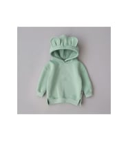 Petityu Teddy Kalın Yeşil Eşofman Üstü - Kapüşonlu Sweatshirt 3-4 Yaş