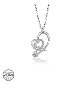 Swarovski Taşlı Gümüş Kalp Bayan Kolye