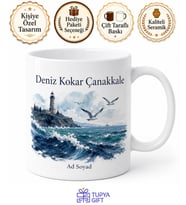 Çanakkale Deniz Kokusu Temalı Kupa Bardak Hediye Özel Tasarım Porselen Mug