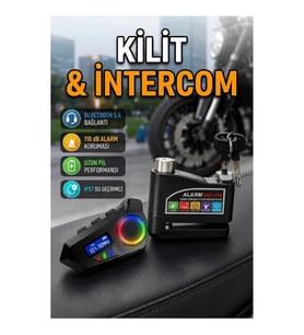 Bluetooth 5.4 İntercom Hoparlör ve 110dB Alarmlı Disk Kilidi Seti