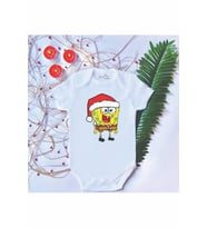 Unisex Bebek Baskılı Sünger Bob Yılbaşı %100 Pamuklu Çıtçıtlı Body Zıbın