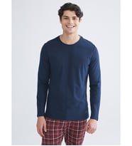 LC WAIKIKI Lacivert Bisiklet Yaka Uzun Kollu Erkek Pijama Üst
