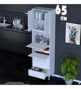 Eliusta Ekin 65 cm Bakliyat Dolabı Kahve Köşesi 3 Çekmeceli Çok Amaçlı Mutfak Kiler Banyo Dolabı