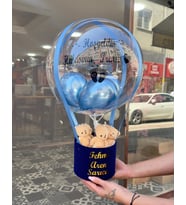 Mavi Balon Kutusu Yenidoğan Bebek Hediyesi
