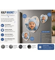 Kalp Fotoğraf Magneti Erkek Bebeğe Kişiselleştirilebilir Sevimli Anı Hediyesi