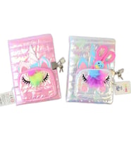 CEM DOLPHIN NB-4195 HOLOGRAM UNİCORN ÖN FERMUAR BÖLMELİ 14X21cm ÇİZGİLİ KİLİTLİ HATIRA DEFTERİ