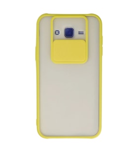 Northcity Samsung Galaxy J7 Kılıf Palm Buzlu Kamera Sürgülü Silikon - Sarı