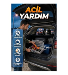 27 Parça Araç Acil Durum ve Yardım Seti – Kompakt Oto Ekipman Çantası