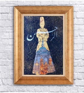 Altın Varaklı  Çerçeveli Paspartulu Tablo ndd1440 (Gold)