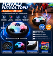 Havalı Futbol Topu Orta Boy 11 CM LED Işıklı Ev İçin Güvenli Kayar Disk Futbol Oyunu