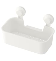 Beyaz Duş Sepeti Kare MeridyenDukkan Banyo Raf Vantuzlu Banyo Rafı 28x17x17