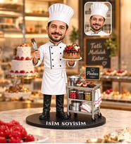 Kişiye Özel Pastacı Tasarımlı Ahşap Biblo