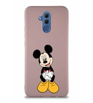 Huawei Mate 20 Lite Soft Premier Kapak Mickey Mouse-A Tasarımlı Silikon Kılıf - Pudra (Şeffaf)