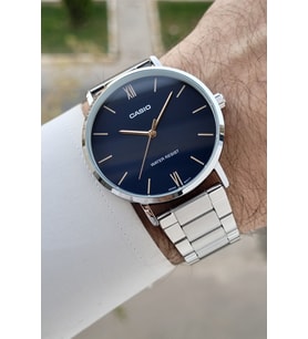 Casio CSISTE183 Kadranı Lacivert Kordonu Gümüş Renk Hediye Paketli Erkek Kol Saati