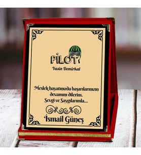 Pilot Baskılı Plaket (1. Tasarım)  Kişiye Özel (Kırmızı)