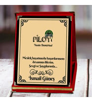 Pilot Baskılı Plaket (1. Tasarım)  Kişiye Özel (Kırmızı)