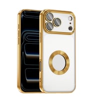 Apple iPhone 17 Pro Max Uyumlu Kılıf Kamera Korumalı Logo Gösteren Zore Omega Kapak (Gold)