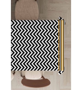 Siyah Zigzag Desenli Dokuma Leke Tutmaz Masa Örtüsü MSO433