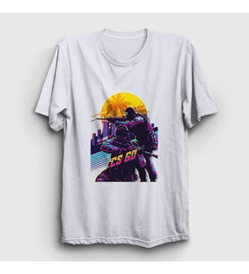 Presmono Unisex Beyaz Sun Oyun Counter Strike Cs Go T-Shirt 327353tt
