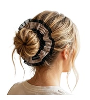 Woodycord El Yapımı Hacimli Scrunchie Topuz Tokası  Ekoseli Fırfırlı Tasarım