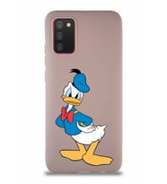 Samsung Galaxy A02S Soft Premier Kapak Donald Duck-D Tasarımlı Silikon Kılıf - Pudra (Şeffaf)