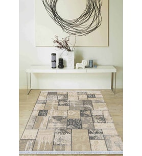 Toprak Patchwork Dokuma Pamuk Taban Kaymaz Kilim KLM290