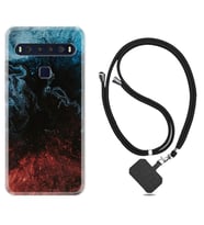 TCL 10L 10 Plus 10SE 20E 20SE 30 L7 Kılıf Boyun Askılı Silikon Red Blue Black Abstact 1386