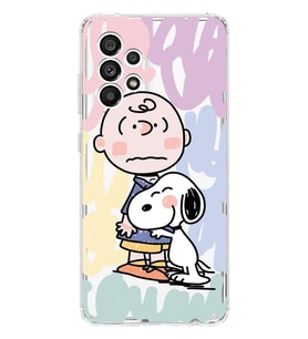 Samsung Galaxy A52 Uyumlu Snoopy ve Charlie Brown Tasarımlı Şeffaf Telefon Kılıfı