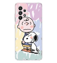 Samsung Galaxy A52 Uyumlu Snoopy ve Charlie Brown Tasarımlı Şeffaf Telefon Kılıfı