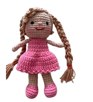 Pembe Öğrenci Kız Bebek Amigurumi Organik Anahtarlık Oyuncak