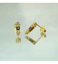 Gümüş Küpe - Kadın Prenses Kesim Mistik Topaz Taşlı Minimal Tasarım 925 Ayar Gümüş Küpe