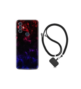 Tcl 30 Se Kılıf Excode Ipli Boyun Askılı Desenli Silikon Blue Red Fire 1637