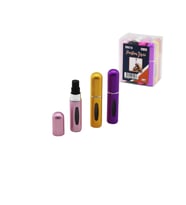 12 ADET MİNİ=CEP - ÇANTA BOY BOŞ SPREY PARFÜM ŞİŞESİ 5ML RENKLİ PLS. SEVİYE PENCERELİ (5343)