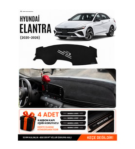 HYUNDAİ ELANTRA (2020-2026) Uyumlu Torpido Örtüsü Torpido Kılıfı - Siyah