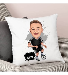 Kişiye Özel Futbol Aşığı Çocuk Karikatürlü Yastık