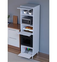 Eliusta Viramo Mikrodalga/Ankastre Fırın Dolabı 3 Kapaklı Depolama Alanlı 60x217x56 cm Modüler Dolap (Beyaz)