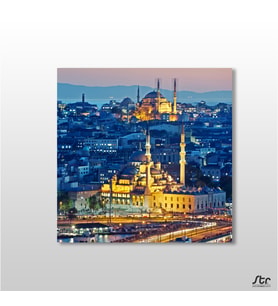 Sepya Süleymaniye Camii Kanvas Tablo 170x170cm