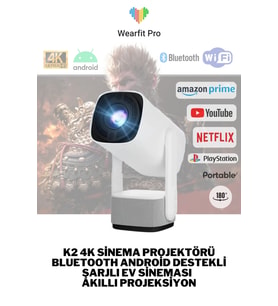 K2 Şarjlı Projeksiyon Cihazı Android Bluetooth Ev Sineması Keyfi