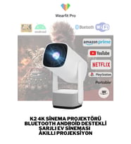 K2 Şarjlı Projeksiyon Cihazı Android Bluetooth Ev Sineması Keyfi