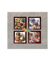 Ahşap Çerçeveli 4 Adet 20X20cm DÜZ RESİM TABLO (Çok Renkli)