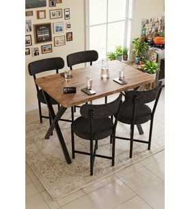 Mutfak Masası 4 Sandalyeli Set 110x70 cm Modern Bahçe Cafe Masa Takımı 4 Kişilik Tedy 9881 Anstrasit
