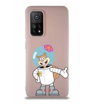 Xiaomi Mi 10T Soft Premier Kapak Sandy Tasarımlı Silikon Kılıf - Pudra (Şeffaf)