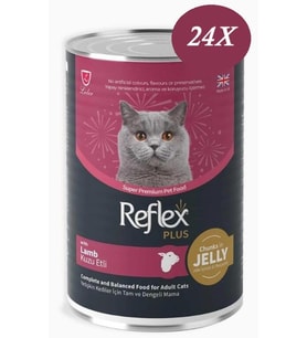 Reflex Plus Jöle içinde Et Parçacıklı Kuzu Etli Yetişkin Kedi Konservesi 400 gr*