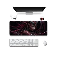 SonicTouch Klavye Mousepad 40x90cm Dikişsiz Pürüzsüz Sıvı Geçirmez Kaymaz Taban Kızıl Siber Kraliçe
